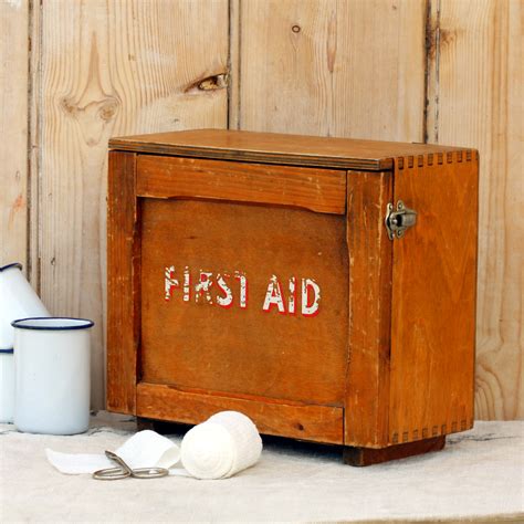 vintage wooden first aid box